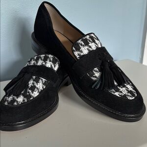 Women’s Ann Taylor Black and White Checkered Slip-On Loafers